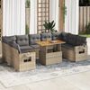 vidaXL 10-delige Loungeset met kussens poly rattan beige