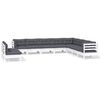 vidaXL 10-delige Loungeset met kussens massief grenenhout wit