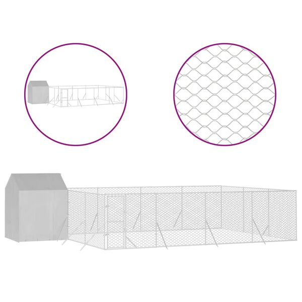 vidaXL Hondenkennel met dak 10x6x2,5 m gegalvaniseerd staal zilver