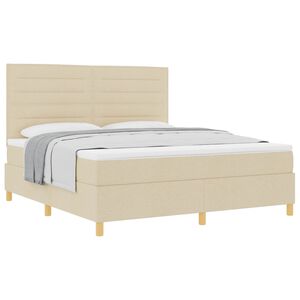 vidaXL Boxspringbed met matras met hoofdeinde Cr&egrave;me 180 x 200 cm Stof