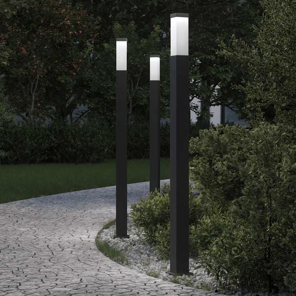 vidaXL Bolderverlichting 3 stuks 110 cm Zwart IP44