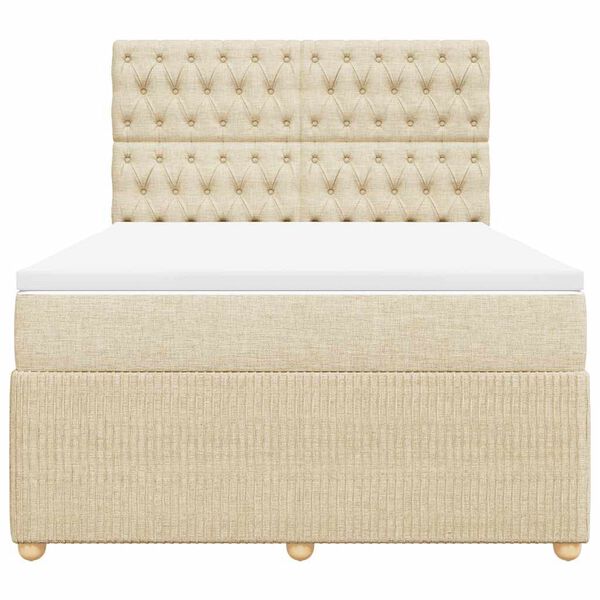 vidaXL Boxspring met matras stof cr&egrave;mekleurig 160x200 cm