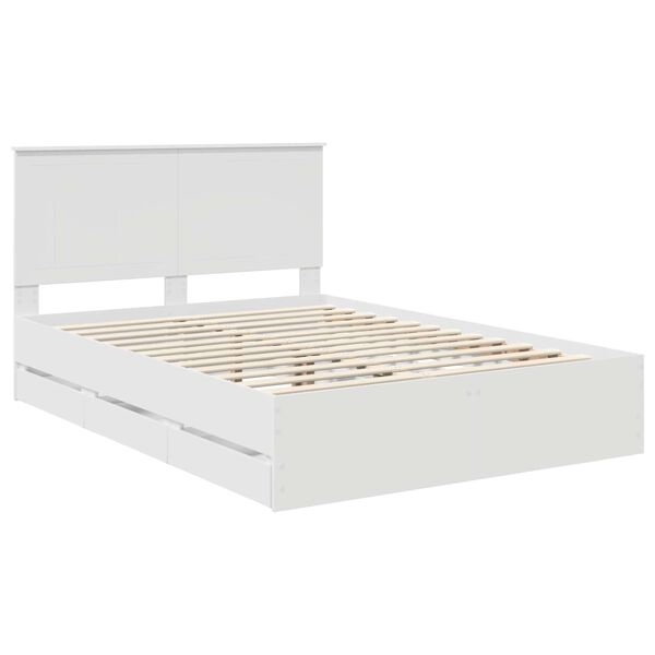 vidaXL Bedframe met lade met opslag Wit 140 x 200 cm Ingenieurshout