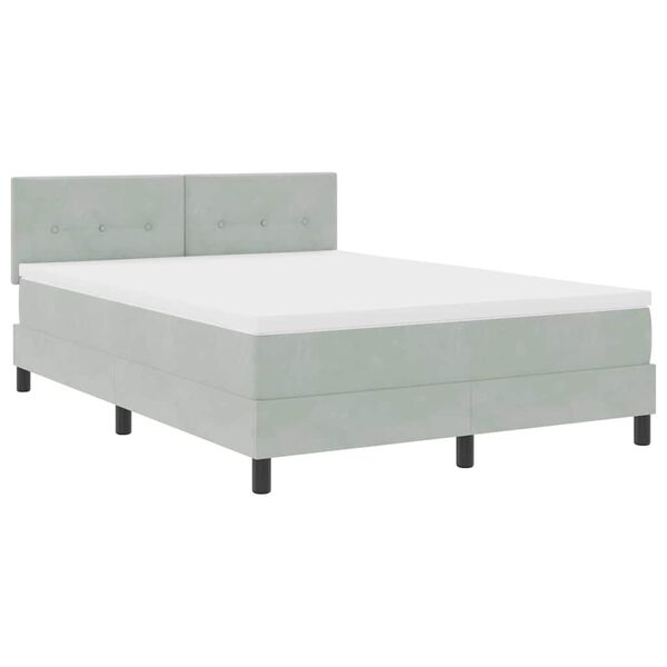 vidaXL Boxspring bed met hoofdeinde Lichtgrijs 140 x 200 cm Fluweel
