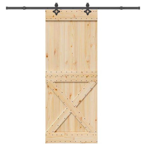 vidaXL Schuifdeur met beslag 90x210 cm massief grenenhout