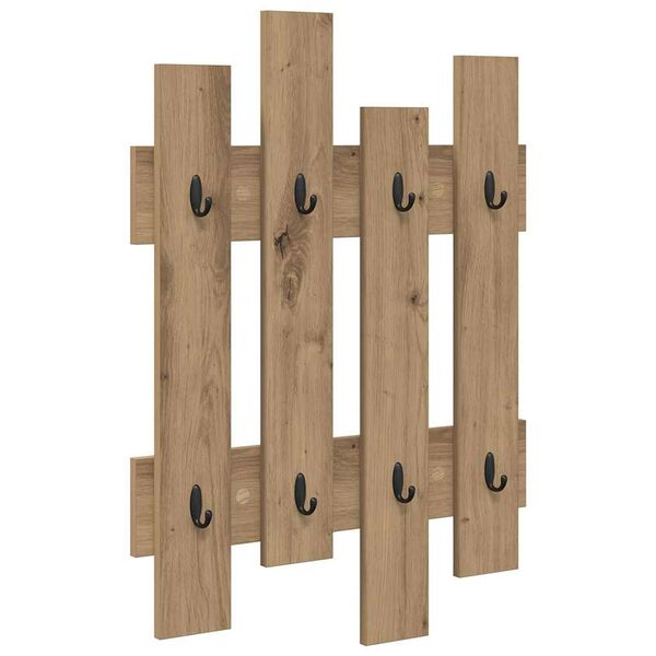 vidaXL Wandgemonteerde kapstok artisanaal eikenkleurig 60 x 3 x 82 cm