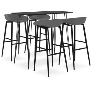 vidaXL 5-delige Barset zwart en grijs