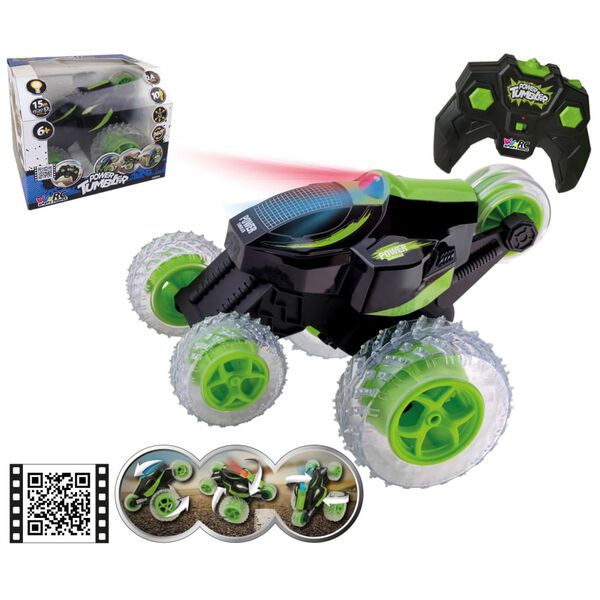 Happy People Speelgoedauto radiografisch Power Tumbler groen en zwart