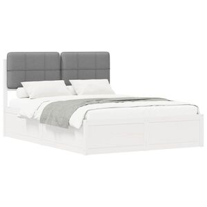 vidaXL Bedframe met Gevoerd Hoofdgedeelte Lichtgrijs 140 x 200 cm
