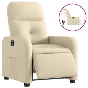 vidaXL Fauteuil verstelbaar elektrisch stof cr&egrave;mekleurig