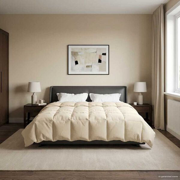 vidaXL Winter Dekbed Gekwilt Cr&egrave;me 200 x 200 cm Microfiber