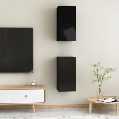 vidaXL Tv-meubelen 2 st 30,5x30x60 cm spaanplaat hoogglans zwart