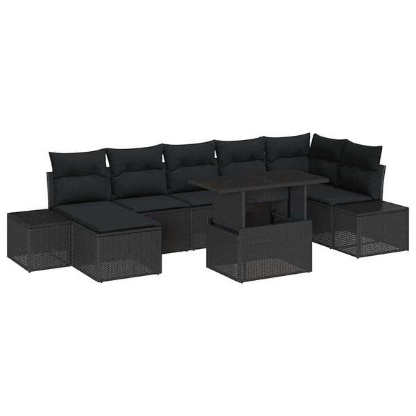 vidaXL Tuin Sofa Set met kussen 8 pcs Zwart