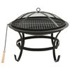vidaXL Vuurschaal en barbecue 2-in-1 met pook 56x56x49 cm staal