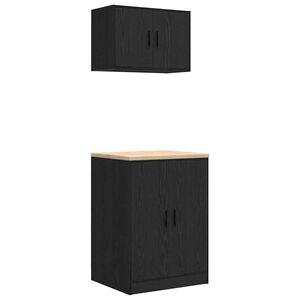 vidaXL Garagekasten 2 st spaanplaat zwart