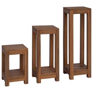 vidaXL Plantenstandaard 3 st Naturel 25 x 25 x 80 cm Massief Teakhout