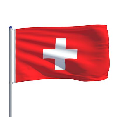 vidaXL Vlag met vlaggenmast Zwitserland 6 m aluminium