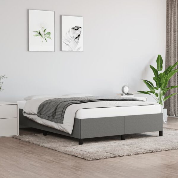 vidaXL Bedframe zonder matras stof donkergrijs 140x190 cm