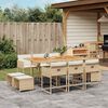 vidaXL 11-delige Tuinset met kussens poly rattan beige
