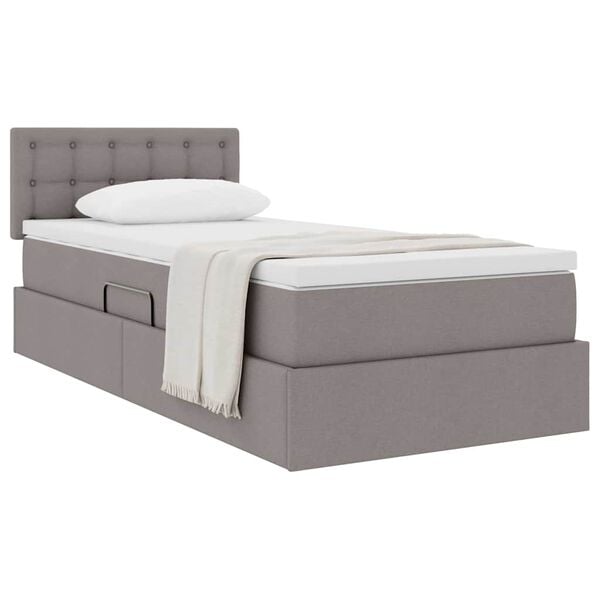 vidaXL Opbergbed met matras met matras Taupe 90 x 200 cm Bewerkt hout