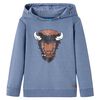 Kindertrui met capuchon 128 gem&ecirc;leerd blauw