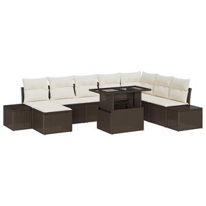 vidaXL Tuin Sofa Set met kussen 9 pcs Bruin en Cr&egrave;me poly rattan