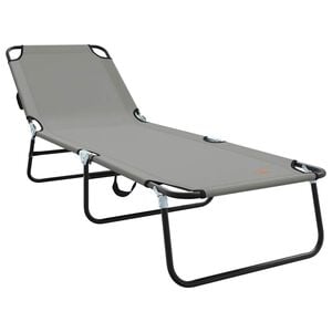 vidaXL Opvouwbare zonnebed Grijs 188 x 57 x 86,5 cm Polyester