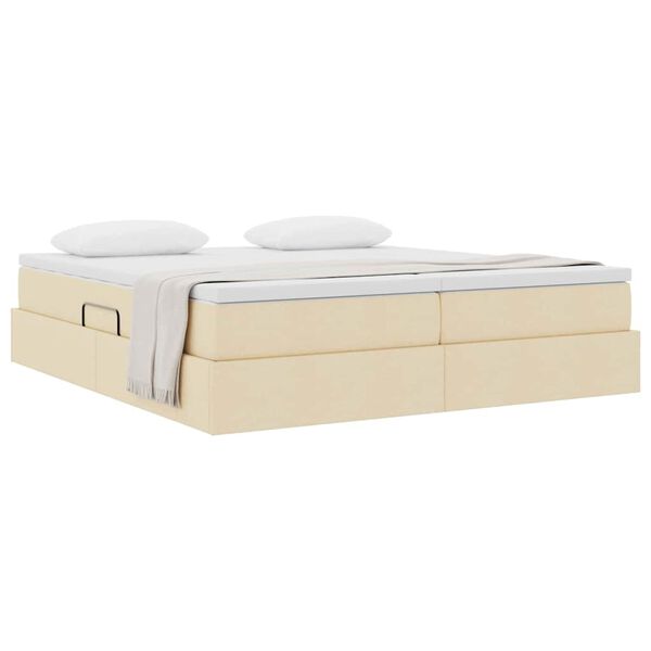 vidaXL Opbergbed met matras met matras Cr&egrave;me 200 x 200 cm Polyester