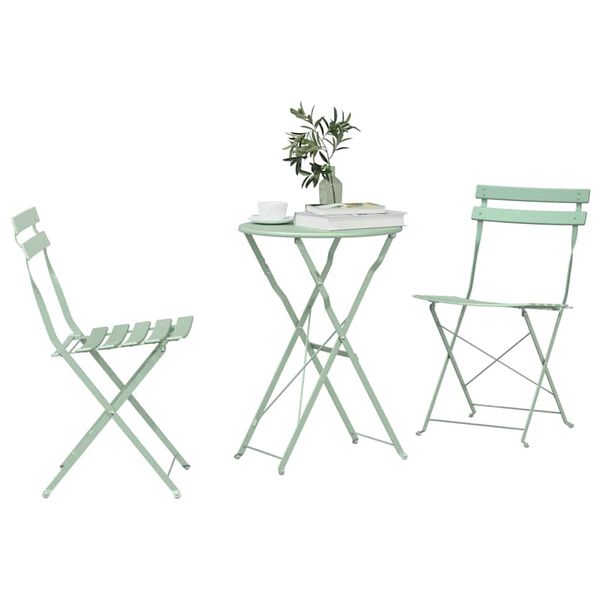 vidaXL Vouw Bistro Set 3 pcs Sea foam Staal