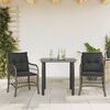 vidaXL 3-delige Bistroset met kussens poly rattan grijs