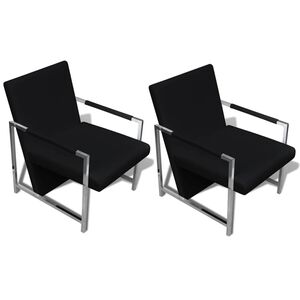 vidaXL Fauteuils 2 st met chroom frame kunstleer zwart