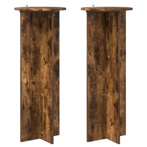 vidaXL Plantenstandaard 2 pcs Gerookt eiken &Oslash;40 x 100 cm Bewerkt hout