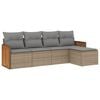 vidaXL 5-delige Loungeset met kussens poly rattan beige