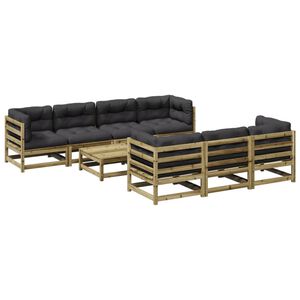 vidaXL 8-delige Loungeset met kussens ge&iuml;mpregneerd grenenhout