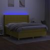 vidaXL Boxspring met matras en LED stof groen 160x200 cm