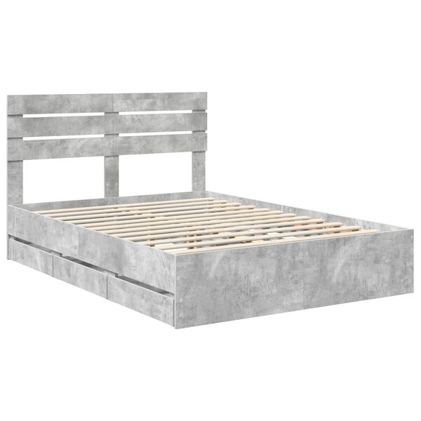 vidaXL Bedframe met lade Beton Grijs 160 x 200 cm Ingenieurshout