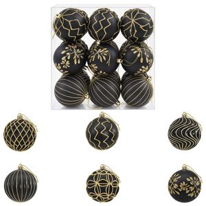 vidaXL Kerstbalset XL 18 st Zwart en Goud 8 cm Polystyreen