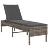 vidaXL Ligstoel met kussen grijs 55x200x44cm polyrotan