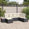 vidaXL Tuin Sofa Set met kussen 6 pcs Zwart en Crème poly rattan
