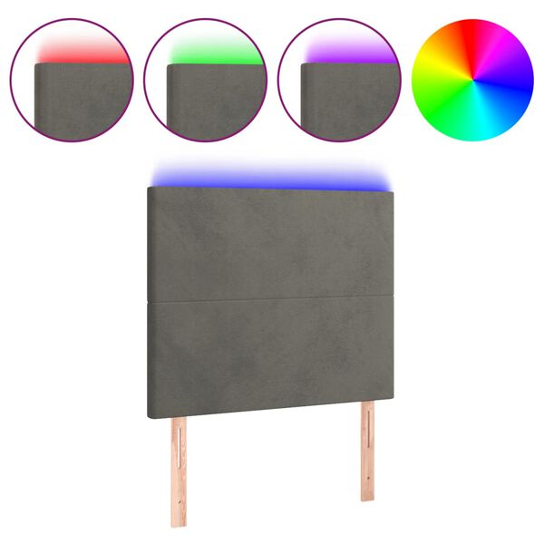 vidaXL Hoofdbord LED 100x5x118/128 cm fluweel donkergrijs