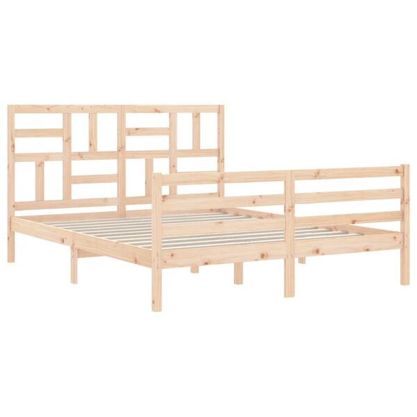 vidaXL Bedframe met hoofdbord massief hout
