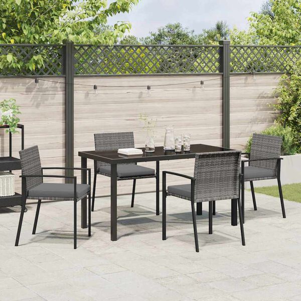 vidaXL Tuin eettafelset 5 pcs Grijs Gepoedercoat staal