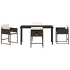vidaXL Tuin eettafelset met kussen 5 pcs Bruin poly rattan