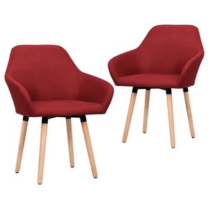 vidaXL Eetkamerstoelen 2 st stof wijnrood