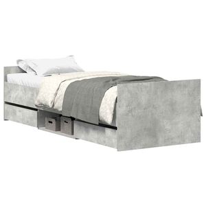 vidaXL Bedframe met hoofd- en voeteneinde betongrijs 75x190 cm