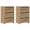 vidaXL Nachtkastjes 2 st 40x35x62,5 cm bewerkt hout artisanaal eiken