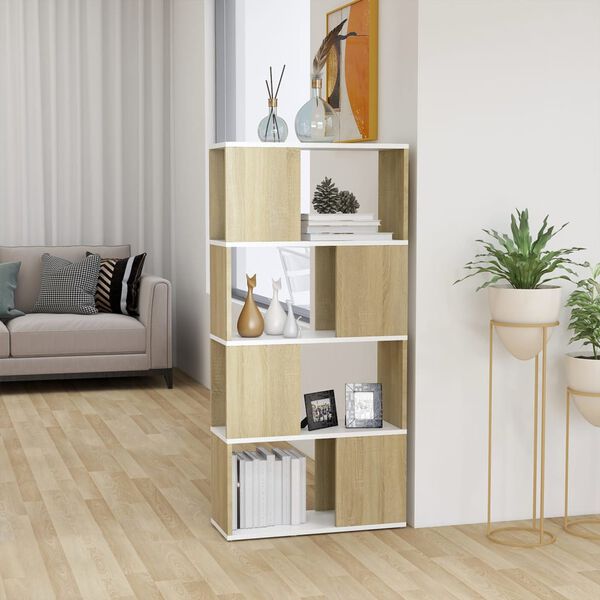 vidaXL Boekenkast/kamerscherm 60x24x124,5 cm wit sonoma eikenkleurig