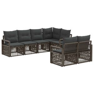 vidaXL Tuinbankenset 7 st 7-zits Grijs poly rattan