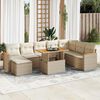 vidaXL 9-delige Loungeset met kussens poly rattan acacia beige
