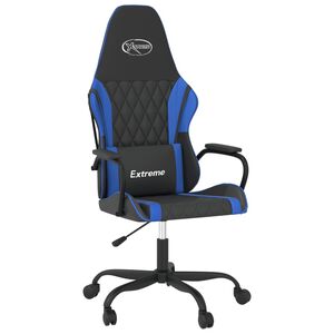 vidaXL Massage gamestoel kunstleer zwart en blauw
